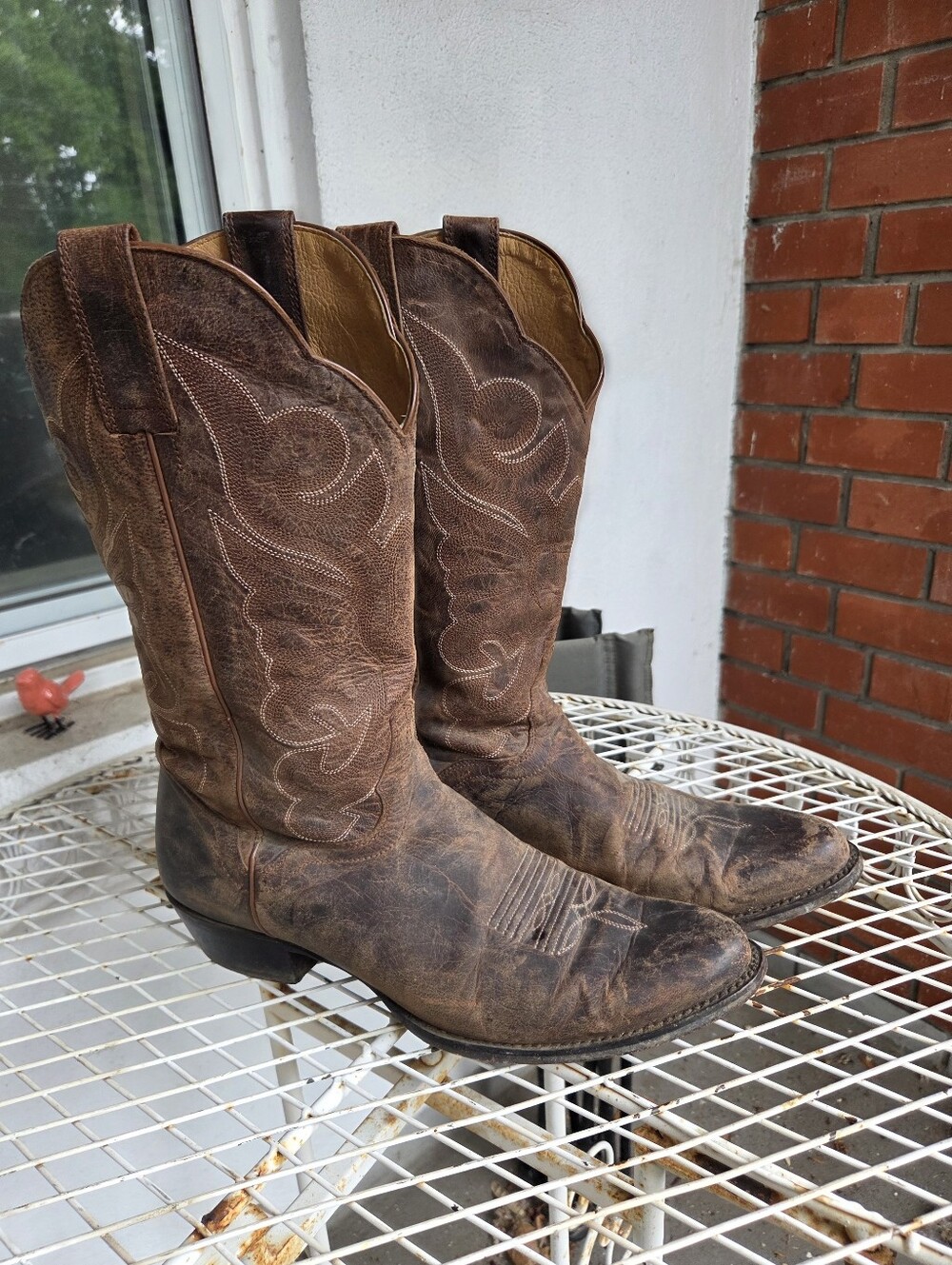 JB Dillon Women's JBW2303 Brown Genuine Goat Leather Western Cowboy Boots 10